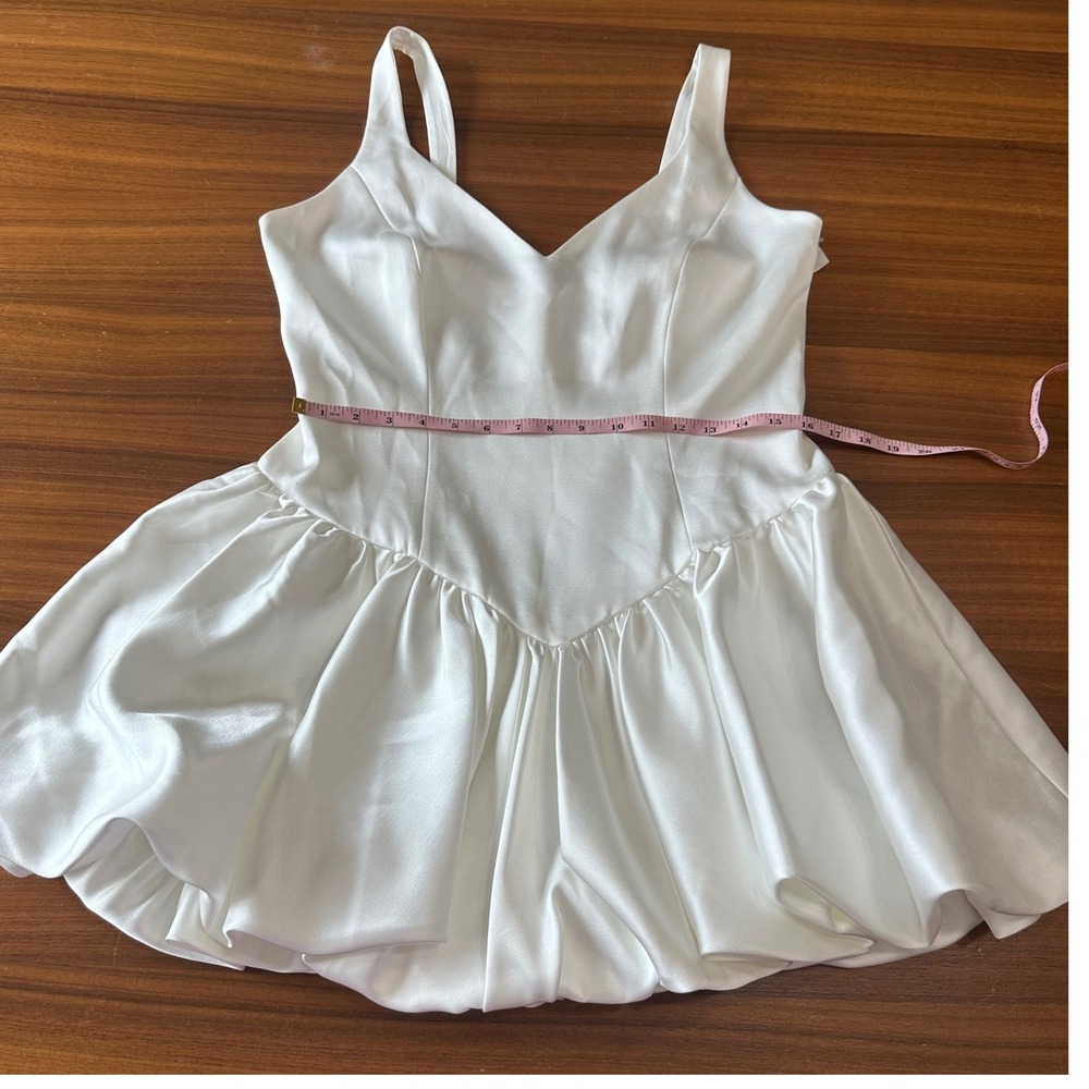 Bardot Oria White Bubble Satin Mini Dress, Bridal Bachelorette Girly REVOLVE XL - Picture 7 of 15